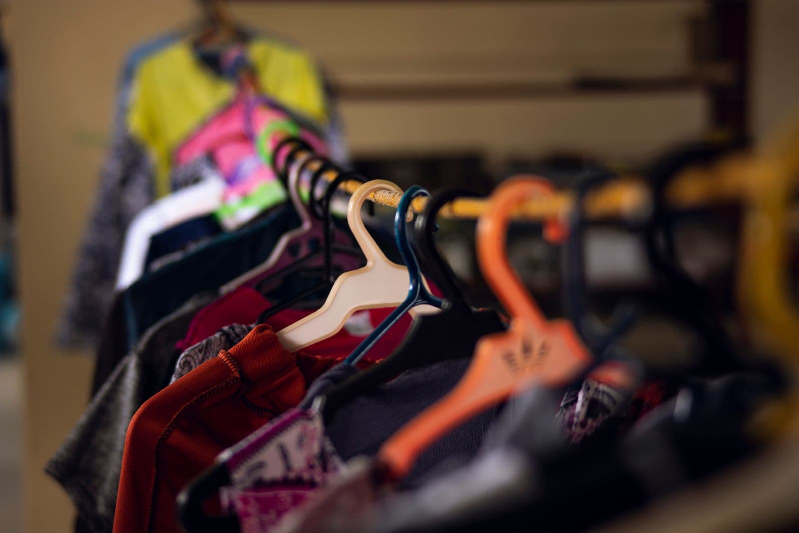 Professional garments arranged for selection