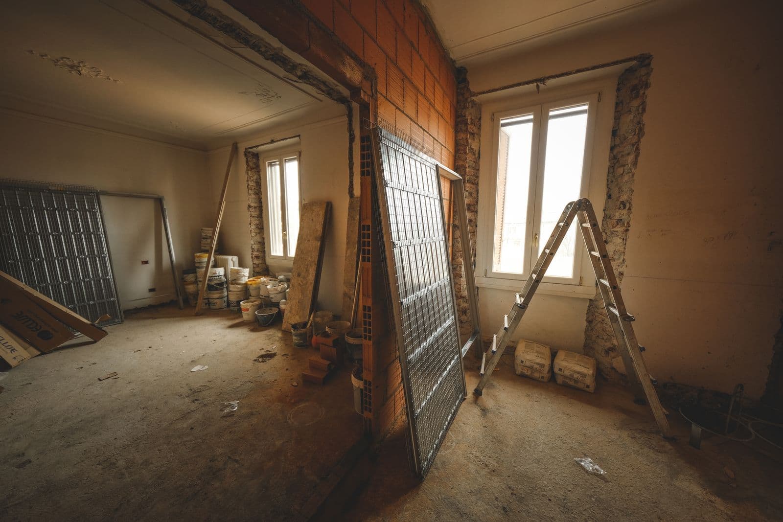 Room undergoing a careful interior refurbishment